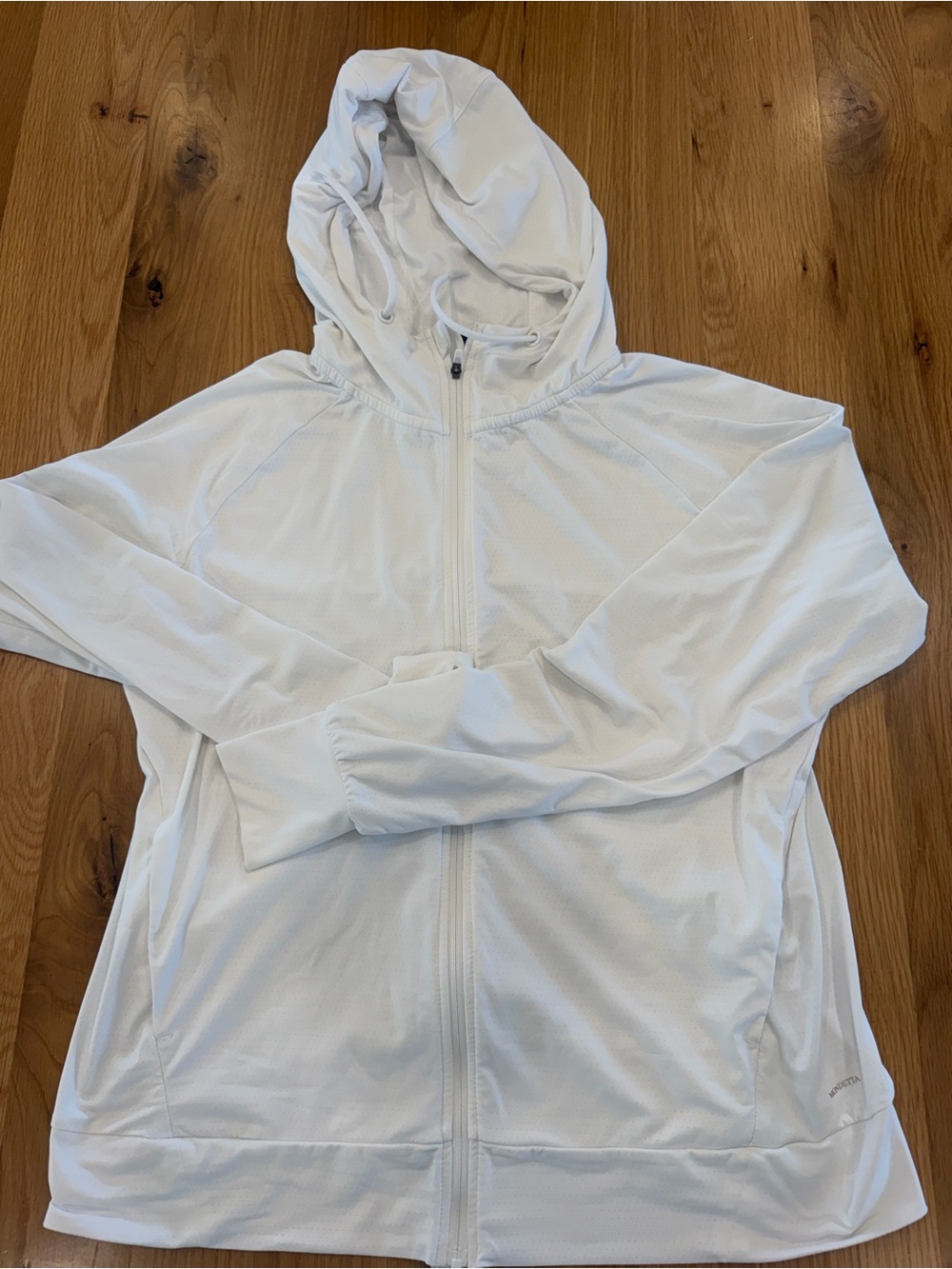 Athleisure White Hooded Zip-Up Jacket